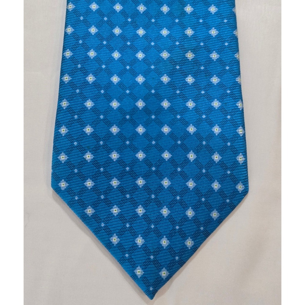 Bijoux Terner Mens Silk Tie Blue Geometric Pattern Hand‎ Made